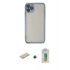 MARSİLYAN™- iPhone 11 Pro Kılıf Vadi Minimal - Siyah Polymer Nano Ekran Koruyucu + Renkli Kamera Lens Koruma Cam - YL