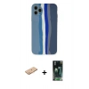 MARSİLYAN™- iPhone 11 Pro Kılıf Yadigar Çizgi - Şeffaf 360 Full Body Arka Koruyucu + Renkli Kamera Lens Koruma Cam - TU
