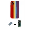 MARSİLYAN™- iPhone 11 Pro Kılıf Yadigar Çizgi - Şeffaf 360 Full Body Arka Koruyucu + Shine Kamera Lens Koruma Cam - SABE