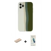 MARSİLYAN™- iPhone 11 Pro Kılıf Yadigar Çizgi - Şeffaf Pasifik Cam Ekran Koruyucu + Renkli Kamera Lens Koruma Cam - MI