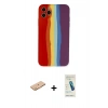 MARSİLYAN™- iPhone 11 Pro Kılıf Yadigar Çizgi - Şeffaf Pasifik Cam Ekran Koruyucu + Renkli Kamera Lens Koruma Cam - TU