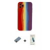 MARSİLYAN™- iPhone 11 Pro Kılıf Yadigar Çizgi - Şeffaf Pasifik Cam Ekran Koruyucu + Shine Kamera Lens Koruma Cam - GD