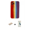 MARSİLYAN™- iPhone 11 Pro Kılıf Yadigar Çizgi - Şeffaf Pasifik Cam Ekran Koruyucu + Renkli Kamera Lens Koruma Cam - YL