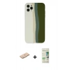 MARSİLYAN™- iPhone 11 Pro Kılıf Yadigar Çizgi - Siyah 20D Premium Cam Ekran Koruyucu + Renkli Kamera Lens Koruma Cam - MI