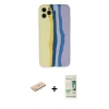 MARSİLYAN™- iPhone 11 Pro Kılıf Yadigar Çizgi - Siyah 20D Premium Cam Ekran Koruyucu + Renkli Kamera Lens Koruma Cam - MI