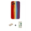 MARSİLYAN™- iPhone 11 Pro Kılıf Yadigar Çizgi - Siyah 20D Premium Cam Ekran Koruyucu + Renkli Kamera Lens Koruma Cam - YL