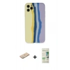 MARSİLYAN™- iPhone 11 Pro Kılıf Yadigar Çizgi - Siyah 20D Premium Cam Ekran Koruyucu + Renkli Kamera Lens Koruma Cam - YL