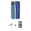 MARSİLYAN™- iPhone 11 Pro Kılıf Yadigar Çizgi - Siyah 34D Hayalet Izgaralı Cam + Renkli Kamera Lens Koruma Cam - MI