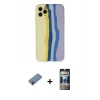 MARSİLYAN™- iPhone 11 Pro Kılıf Yadigar Çizgi - Siyah 34D Hayalet Izgaralı Cam + Shine Kamera Lens Koruma Cam - PE
