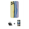 MARSİLYAN™- iPhone 11 Pro Kılıf Yadigar Çizgi - Siyah 34D Hayalet Izgaralı Cam + Şeffaf Kamera Lens Koruma Cam