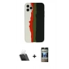 MARSİLYAN™- iPhone 11 Pro Kılıf Yadigar Çizgi - Siyah 34D Hayalet Izgaralı Cam + Şeffaf Kamera Lens Koruma Cam