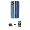 MARSİLYAN™- iPhone 11 Pro Kılıf Yadigar Çizgi - Siyah 34D Hayalet Izgaralı Cam + Şeffaf Kamera Lens Koruma Cam