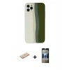 MARSİLYAN™- iPhone 11 Pro Kılıf Yadigar Çizgi - Siyah 34D Hayalet Izgaralı Cam + Renkli Kamera Lens Koruma Cam - YL