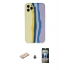 MARSİLYAN™- iPhone 11 Pro Kılıf Yadigar Çizgi - Siyah 34D Hayalet Izgaralı Cam + Renkli Kamera Lens Koruma Cam - YL