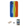 MARSİLYAN™- iPhone 11 Pro Kılıf Yadigar Çizgi - Siyah 34D Hayalet Izgaralı Cam + Renkli Kamera Lens Koruma Cam - YL
