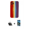 MARSİLYAN™- iPhone 11 Pro Kılıf Yadigar Çizgi - Siyah 34D Izgaralı Cam + Kamera Lens Koruma Cam - SF