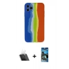 MARSİLYAN™- iPhone 11 Pro Kılıf Yadigar Çizgi - Siyah 34D Izgaralı Cam + Kamera Lens Koruma Cam - SF