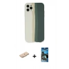 MARSİLYAN™- iPhone 11 Pro Kılıf Yadigar Çizgi - Siyah 34D Izgaralı Cam + Renkli Kamera Lens Koruma Cam - MI