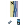 MARSİLYAN™- iPhone 11 Pro Kılıf Yadigar Çizgi - Siyah 34D Izgaralı Cam + Shine Kamera Lens Koruma Cam - MI
