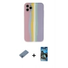 MARSİLYAN™- iPhone 11 Pro Kılıf Yadigar Çizgi - Siyah 34D Izgaralı Cam + Shine Kamera Lens Koruma Cam - MI