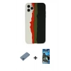MARSİLYAN™- iPhone 11 Pro Kılıf Yadigar Çizgi - Siyah 34D Izgaralı Cam + Shine Kamera Lens Koruma Cam - MI