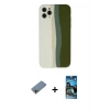 MARSİLYAN™- iPhone 11 Pro Kılıf Yadigar Çizgi - Siyah 34D Izgaralı Cam + Shine Kamera Lens Koruma Cam - PE