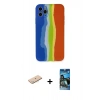 MARSİLYAN™- iPhone 11 Pro Kılıf Yadigar Çizgi - Siyah 34D Izgaralı Cam + Renkli Kamera Lens Koruma Cam - MI