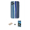 MARSİLYAN™- iPhone 11 Pro Kılıf Yadigar Çizgi - Siyah 34D Izgaralı Cam + Renkli Kamera Lens Koruma Cam - YL