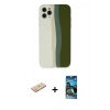 MARSİLYAN™- iPhone 11 Pro Kılıf Yadigar Çizgi - Siyah 34D Izgaralı Cam + Renkli Kamera Lens Koruma Cam - YL