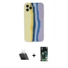 MARSİLYAN™- iPhone 11 Pro Kılıf Yadigar Çizgi - Siyah 360 Mat Full Body Arka Koruyucu + Kamera Lens Koruma Cam - SF