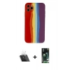 MARSİLYAN™- iPhone 11 Pro Kılıf Yadigar Çizgi - Siyah 360 Mat Full Body Arka Koruyucu + Kamera Lens Koruma Cam - SF