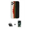 MARSİLYAN™- iPhone 11 Pro Kılıf Yadigar Çizgi - Siyah 360 Mat Full Body Arka Koruyucu + Kamera Lens Koruma Cam - SF