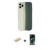 MARSİLYAN™- iPhone 11 Pro Kılıf Yadigar Çizgi - Siyah 360 Mat Full Body Arka Koruyucu + Mavi Renkli Kamera Lens Koruma Cam