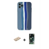 MARSİLYAN™- iPhone 11 Pro Kılıf Yadigar Çizgi - Siyah 360 Mat Full Body Arka Koruyucu + Renkli Kamera Lens Koruma Cam - SI