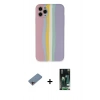 MARSİLYAN™- iPhone 11 Pro Kılıf Yadigar Çizgi - Siyah 360 Mat Full Body Arka Koruyucu + Shine Kamera Lens Koruma Cam - PE