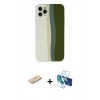 MARSİLYAN™- iPhone 11 Pro Kılıf Yadigar Çizgi - Siyah 3D Antistatik Cam Ekran Koruyucu + Renkli Kamera Lens Koruma Cam - MI