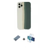 MARSİLYAN™- iPhone 11 Pro Kılıf Yadigar Çizgi - Siyah 3D Antistatik Cam Ekran Koruyucu + Shine Kamera Lens Koruma Cam - SABE