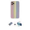 MARSİLYAN™- iPhone 11 Pro Kılıf Yadigar Çizgi - Siyah 3D Antistatik Cam Ekran Koruyucu + Shine Kamera Lens Koruma Cam - GS