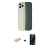 MARSİLYAN™- iPhone 11 Pro Kılıf Yadigar Çizgi - Siyah 3D Antistatik Hayalet Cam Ekran Koruyucu + Mavi Renkli Kamera Lens Koruma Cam