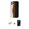MARSİLYAN™- iPhone 11 Pro Kılıf Yadigar Çizgi - Siyah 3D Antistatik Hayalet Cam Ekran Koruyucu + Renkli Kamera Lens Koruma Cam - YL