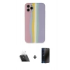 MARSİLYAN™- iPhone 11 Pro Kılıf Yadigar Çizgi - Siyah 3D Antistatik Hayalet Cam Ekran Koruyucu + Kamera Lens Koruma Cam - SF