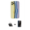 MARSİLYAN™- iPhone 11 Pro Kılıf Yadigar Çizgi - Siyah 3D Antistatik Hayalet Cam Ekran Koruyucu + Kamera Lens Koruma Cam - SF