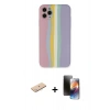 MARSİLYAN™- iPhone 11 Pro Kılıf Yadigar Çizgi - Siyah 3D Antistatik Mat Seramik Nano Ekran Koruyucu + Renkli Kamera Lens Koruma Cam - MI