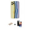 MARSİLYAN™- iPhone 11 Pro Kılıf Yadigar Çizgi - Siyah 3D Antistatik Mat Seramik Nano Ekran Koruyucu + Renkli Kamera Lens Koruma Cam - YL