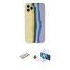 MARSİLYAN™- iPhone 11 Pro Kılıf Yadigar Çizgi - Siyah 3D Antistatik Seramik Nano Ekran Koruyucu + Renkli Kamera Lens Koruma Cam - SI