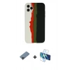 MARSİLYAN™- iPhone 11 Pro Kılıf Yadigar Çizgi - Siyah 3D Antistatik Seramik Nano Ekran Koruyucu + Siyah Shine Kamera Lens Koruma Cam