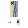 MARSİLYAN™- iPhone 11 Pro Kılıf Yadigar Çizgi - Siyah 5D Hayalet Cam Ekran Koruyucu + Renkli Kamera Lens Koruma Cam - MI