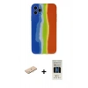 MARSİLYAN™- iPhone 11 Pro Kılıf Yadigar Çizgi - Siyah 5D Hayalet Cam Ekran Koruyucu + Renkli Kamera Lens Koruma Cam - MI