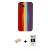 MARSİLYAN™- iPhone 11 Pro Kılıf Yadigar Çizgi - Siyah 5D Hayalet Cam Ekran Koruyucu + Renkli Kamera Lens Koruma Cam - SI