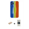 MARSİLYAN™- iPhone 11 Pro Kılıf Yadigar Çizgi - Siyah 5D Hayalet Cam Ekran Koruyucu + Renkli Kamera Lens Koruma Cam - TU